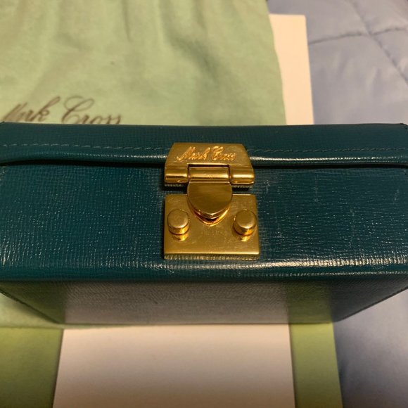 Spectacular, Iconic Mark Cross GRACE Box Bag Clutch, EUC, Blue with Dust Bag - Picture 3 of 15